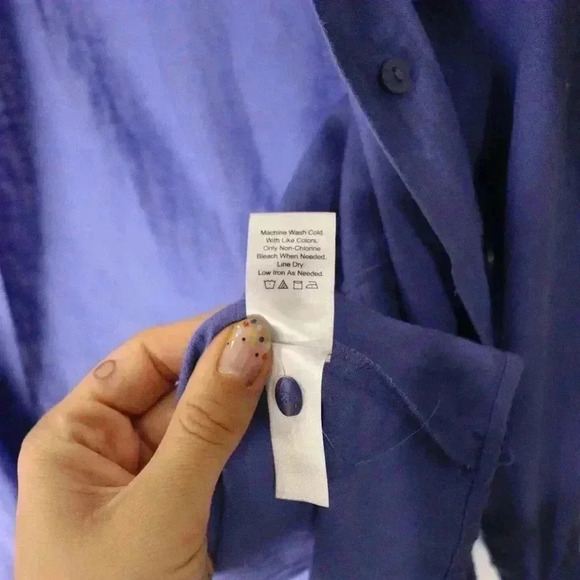 Coldwater Creek button down women's‎ size L blue relaxed blouse long sleeved - Picture 2 of 11